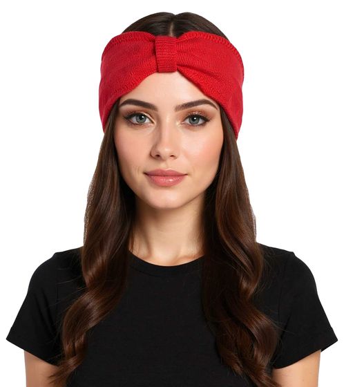 ZWILLINGSHERZ Knitted Headband Cashmere Headband Headwear Fine Knit Winter Headband Accessory 8007 Red