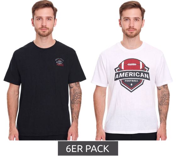 Lot de 6 t-shirts basiques U.S. SPORT AMERICA en coton pour homme, col rond, manches courtes, noir/blanc