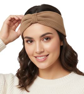 ZWILLINGSHERZ Knitted Headband Cashmere Headband Headwear Fine Knit Winter Headband Accessory 8007 Camel-Beige