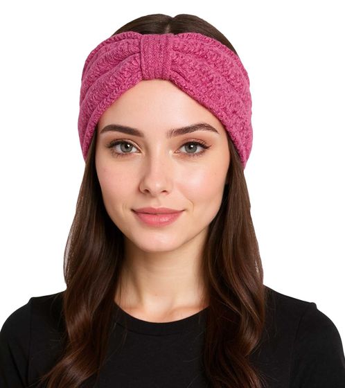 ZWILLINGSHERZ Strick-Stirnband Woll-Stirnband Kopfbedeckung Grobstrick Winter-Stirnband Accessoire 8007 Pink