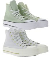 Converse Chuck Taylor All Star Lift Platform Women's Shoes High-Top Chucks with SmartFOAM Insole Retro Sneakers A03541C in Green or A08237C in Gray
