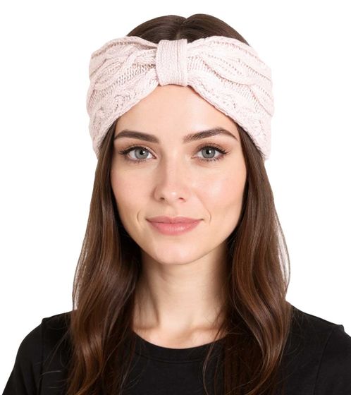 ZWILLINGSHERZ Strick-Stirnband Woll-Stirnband Kopfbedeckung Grobstrick Winter-Stirnband Accessoire 8007 Hell-Rosa