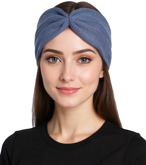 ZWILLINGSHERZ Strick-Stirnband Woll-Stirnband Kopfbedeckung Feinstrick Winter-Stirnband Accessoire 8007 Jeans-Blau