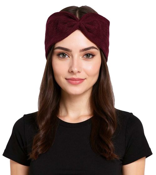 ZWILLINGSHERZ Strick-Stirnband Kaschmir-Stirnband Kopfbedeckung Feinstrick Winter-Stirnband Accessoire 8007 Bordeaux-Rot