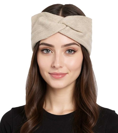 ZWILLINGSHERZ Strick-Stirnband Kaschmir-Stirnband Kopfbedeckung Feinstrick Winter-Stirnband Accessoire 8007 Hell-Beige