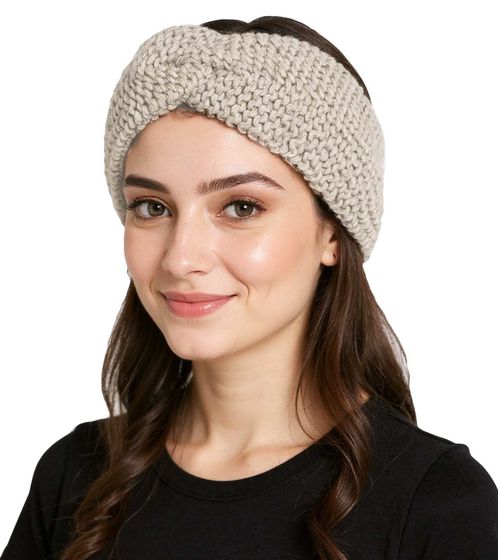 ZWILLINGSHERZ Strick-Stirnband Stirnband mit Wolle Kopfbedeckung Grobstrick Winter-Stirnband Accessoire 8007 Hell-Beige
