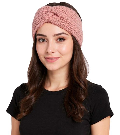 Diadema de punto ZWILLINGSHERZ con lana, punto grueso, accesorio para invierno, 8007 rosa antiguo
