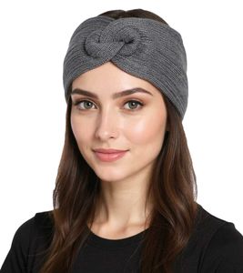 Diadema de punto ZWILLINGSHERZ, diadema de cachemira, accesorio para la cabeza de invierno de punto fino 8007 gris medio