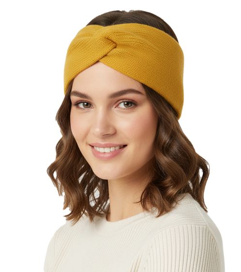 ZWILLINGSHERZ Knitted Headband Cashmere Headband Headwear Fine Knit Winter Headband Accessory 8007 Yellow