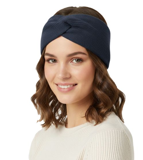 ZWILLINGSHERZ Knitted Headband, Wool Headband, Headwear, Fine Knit, Winter Headband, Accessory, 8007 Dark Blue/Denim Blue