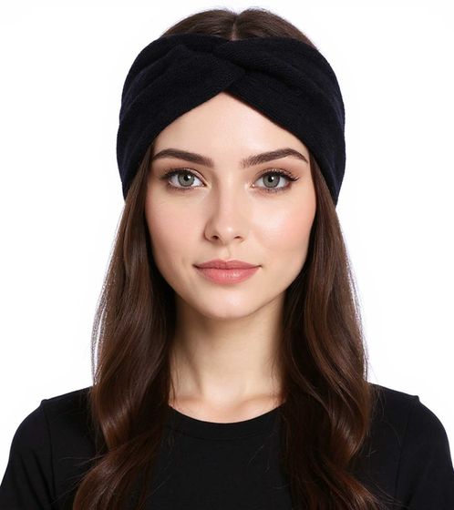ZWILLINGSHERZ Knitted Headband, Wool Headband, Headwear, Fine Knit, Winter Headband, Accessory, 8007 Dark Blue/Navy
