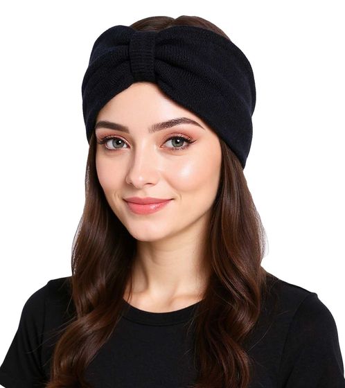 ZWILLINGSHERZ Cashmere Headband, Wool Headband, Headwear, Fine Knit, Winter Headband, Accessory, 8007 Navy Blue