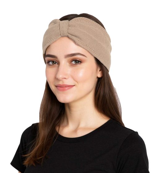 ZWILLINGSHERZ Knitted Headband, Cashmere Headband, Headwear, Fine Knit, Winter Headband, Accessory, 8007 Beige