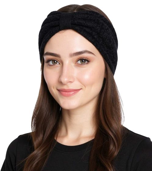 ZWILLINGSHERZ Knitted Headband, Wool Headband, Headwear, Chunky Knit, Winter Headband, Accessory, 8007 Black