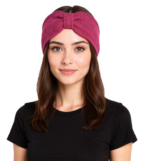 ZWILLINGSHERZ Knitted Headband, Wool Headband, Headwear, Fine Knit, Winter Headband, Accessory, 8007 Magenta-Pink
