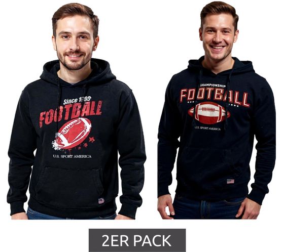 Sudadera con capucha U.S. SPORT AMERICA para hombre con motivo de fútbol, ​​jersey de algodón, sudadera informal en negro o azul oscuro