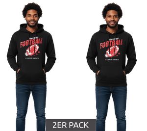 2er Sparpack U.S. SPORT AMERICA Herren Hoodie mit Kapuze und Football-Motiv Baumwoll-Pullover Freizeit-Hoody in Schwarz oder Dunkelblau