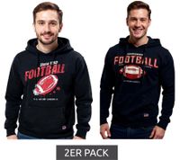 2er Sparpack U.S. SPORT AMERICA Herren Hoodie mit Kapuze und Football-Motiv Baumwoll-Pullover Freizeit-Hoody in Schwarz oder Dunkelblau