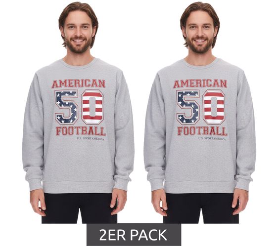 Suéter U.S. SPORT AMERICA para hombre con letras grandes, camisa de algodón de manga larga, jersey de verano, camisa informal, gris