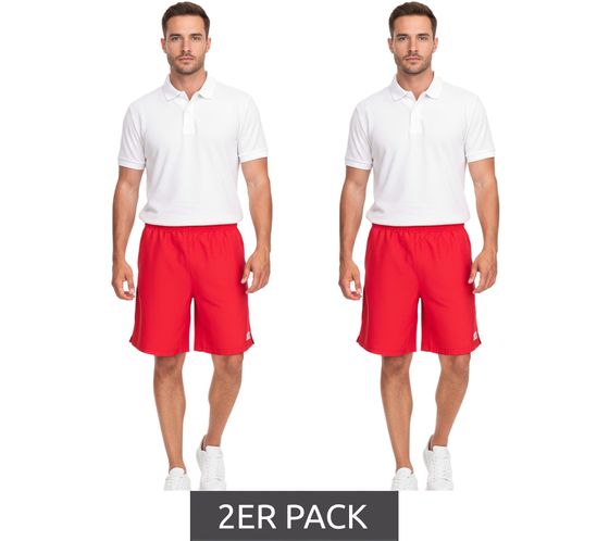 Pack de 2 pantalones cortos de entrenamiento Outfitter OCEAN FABRICS para hombre, pantalones deportivos sostenibles Tahi Match OUT-M-1032-OTW Rojo