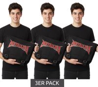 3er Sparpack Metallica Heavy-Metal-Band Umhänge-Tasche Messengerbag Laptop-Tasche Fan-Artikel MB125101MET Schwarz/Rot