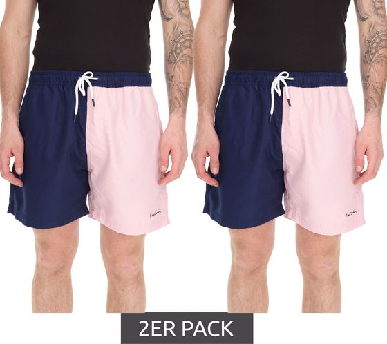 Bañador Pierre Cardin para hombre, elegante, LA205027 Azul marino/Rosa, paquete de 2