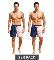 Short de bain homme Pierre Cardin, short de bain élégant, LA205027 Bleu marine/rose, lot de 2