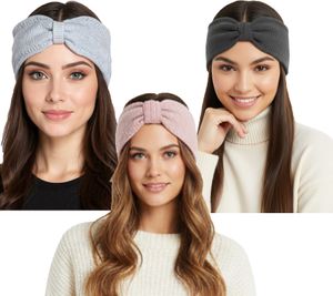Diadema de punto ZWILLINGSHERZ, diadema de cachemira, accesorio para la cabeza, punto fino, diadema de invierno, accesorio, 8007, gris claro, rosa empolvado o gris oscuro