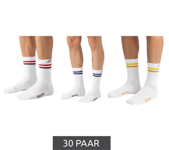 30 Paar Kappa Tennis-Socken Baumwoll-Strümpfe mit Kappa-Logo Alltags-Socken 371F4ZW A01 Weiß