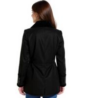 Confezione da 2 cappotti da donna con collo in pelliccia di peluche, giacca in finta pelle di agnello, parka autunnale, 939077 Nero