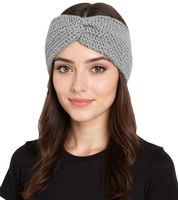 Bandeau tricoté ZWILLINGSHERZ, bandeau en laine, bandeau d'hiver en grosse maille, accessoire 8007 Gris clair, beige clair ou noir