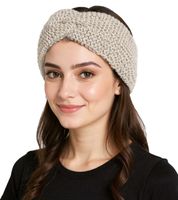 Bandeau tricoté ZWILLINGSHERZ, bandeau en laine, bandeau d'hiver en grosse maille, accessoire 8007 Gris clair, beige clair ou noir