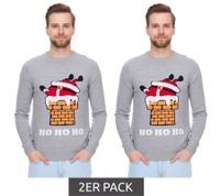 2er Sparpack Herren Strick-Pullover Ugly Christmas Sweater mit weihnachtlichem Muster Weihnachts-Pullover Freizeit-Sweater 979440 Grau