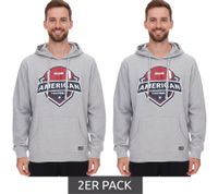 2er Sparpack U.S. SPORT AMERICA Herren Hoodie mit Kapuze und großem Schriftzug Baumwoll-Hoodie Sommer-Pullover Freizeit-Hoodie Grau