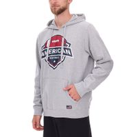 2er Sparpack U.S. SPORT AMERICA Herren Hoodie mit Kapuze und großem Schriftzug Baumwoll-Hoodie Sommer-Pullover Freizeit-Hoodie Grau