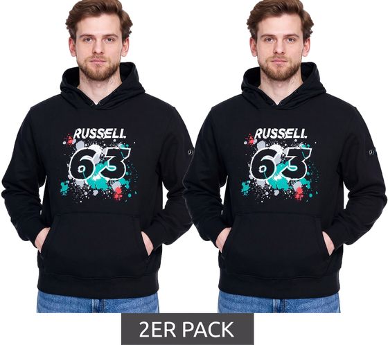 2er Sparpack Mercedes-Benz AMG Petronas George Russell #63 Herren Hoodie Bio-Baumwoll Kapuzen-Pullover Sweater 701220835 001 Schwarz
