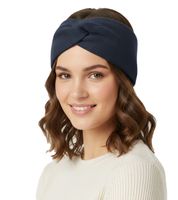 Bandeau tricoté ZWILLINGSHERZ, Bandeau en cachemire, Couvre-chef, Maille fine, Bandeau d'hiver, Accessoire 8007, Gris clair, Bleu marine, Bleu denim ou Jaune