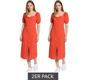 2er Sparpack AJC Damen Midi-Kleid leichtes Baumwoll-Kleid mit Puffärmeln Sommer-Kleid 47018232 Rot 2er Sparpack AJC Damen Midi-Kleid leichtes Baumwoll-Kleid mit Puffärmeln Sommer-Kleid 47018232 Rot