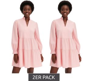 2er Sparpack ausgestelltes Volantskleid mit gesmokten Ausschnitt und Ärmelsaum Mini-Kleid Baumwoll-Kleid 956565 Rosa 2er Sparpack ausgestelltes Volantskleid mit gesmokten Ausschnitt und Ärmelsaum Mini-Kleid Baumwoll-Kleid 956565 Rosa