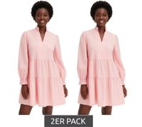 2er Sparpack ausgestelltes Volantskleid mit gesmokten Ausschnitt und Ärmelsaum Mini-Kleid Baumwoll-Kleid 956565 Rosa 2er Sparpack ausgestelltes Volantskleid mit gesmokten Ausschnitt und Ärmelsaum Mini-Kleid Baumwoll-Kleid 956565 Rosa