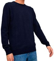 Maglione da uomo JACK & JONES JJEATLAS in maglia con design strutturato, in cotone, girocollo, 12212816, beige o blu scuro Maglione da uomo JACK & JONES JJEATLAS in maglia con design strutturato, in cotone, girocollo, 12212816, beige o blu scuro