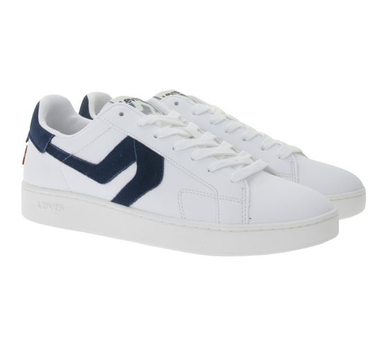 LEVI'S Swift Men's Casual Sneakers Made of Genuine Leather with a Leather Overlay Look, Lace-Up Shoes 235658-846N White/Navy