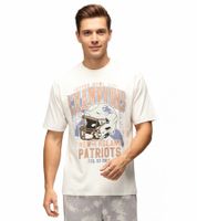 RE:COVERED X NFL Men's T-Shirt with World Champions Print, Cotton Shirt for the New England Patriots or Indianapolis Colts, Ecru-White RE:COVERED X NFL Men's T-Shirt with World Champions Print, Cotton Shirt for the New England Patriots or Indianapolis Colts, Ecru-White