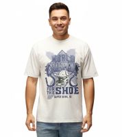 RE:COVERED X NFL Men's T-Shirt with World Champions Print, Cotton Shirt for the New England Patriots or Indianapolis Colts, Ecru-White RE:COVERED X NFL Men's T-Shirt with World Champions Print, Cotton Shirt for the New England Patriots or Indianapolis Colts, Ecru-White