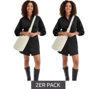 Pack de 2 minivestidos de moda para mujer con cuello camisero y manga larga, 932396, negro Pack de 2 minivestidos de moda para mujer con cuello camisero y manga larga, 932396, negro