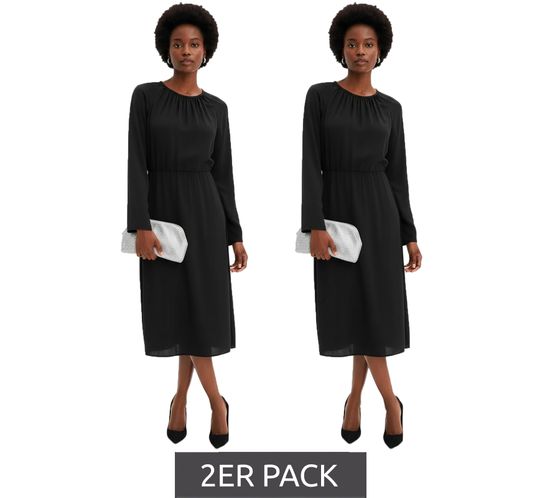 2-pack minimalist women's satin dress, spring dress with long sleeves, maxi dress, 911211 Black