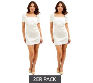 2-Pack Women's Puff Sleeve Dress, Beach Dress with Cotton Content, Midi Dress 973350 White 2-Pack Women's Puff Sleeve Dress, Beach Dress with Cotton Content, Midi Dress 973350 White