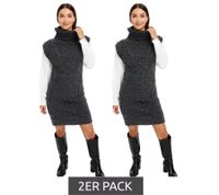 2-Pack Women's Knit Dress with Turtleneck in Cable Knit, 964128 Gray 2-Pack Women's Knit Dress with Turtleneck in Cable Knit, 964128 Gray