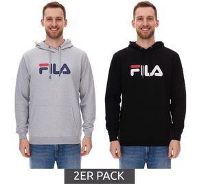 Lot de 2 sweats à capuche FILA Barumini en coton pour homme, noir ou gris, FAU0068 Lot de 2 sweats à capuche FILA Barumini en coton pour homme, noir ou gris, FAU0068