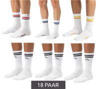 18 paia di calzini da tennis Kappa, calzini in cotone con stampa del marchio, calzini per tutti i giorni, 371E7JW, bianco/nero o bianco/multicolore 18 paia di calzini da tennis Kappa, calzini in cotone con stampa del marchio, calzini per tutti i giorni, 371E7JW, bianco/nero o bianco/multicolore